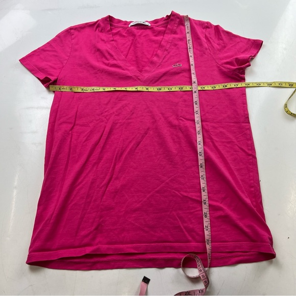 Lacoste women’s pink V neck shirt cotton 40 L56-26 - Picture 4 of 6